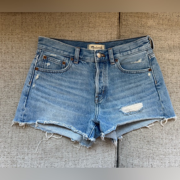 Madewell Pants - Madewell Light Blue Distressed Jean Shorts